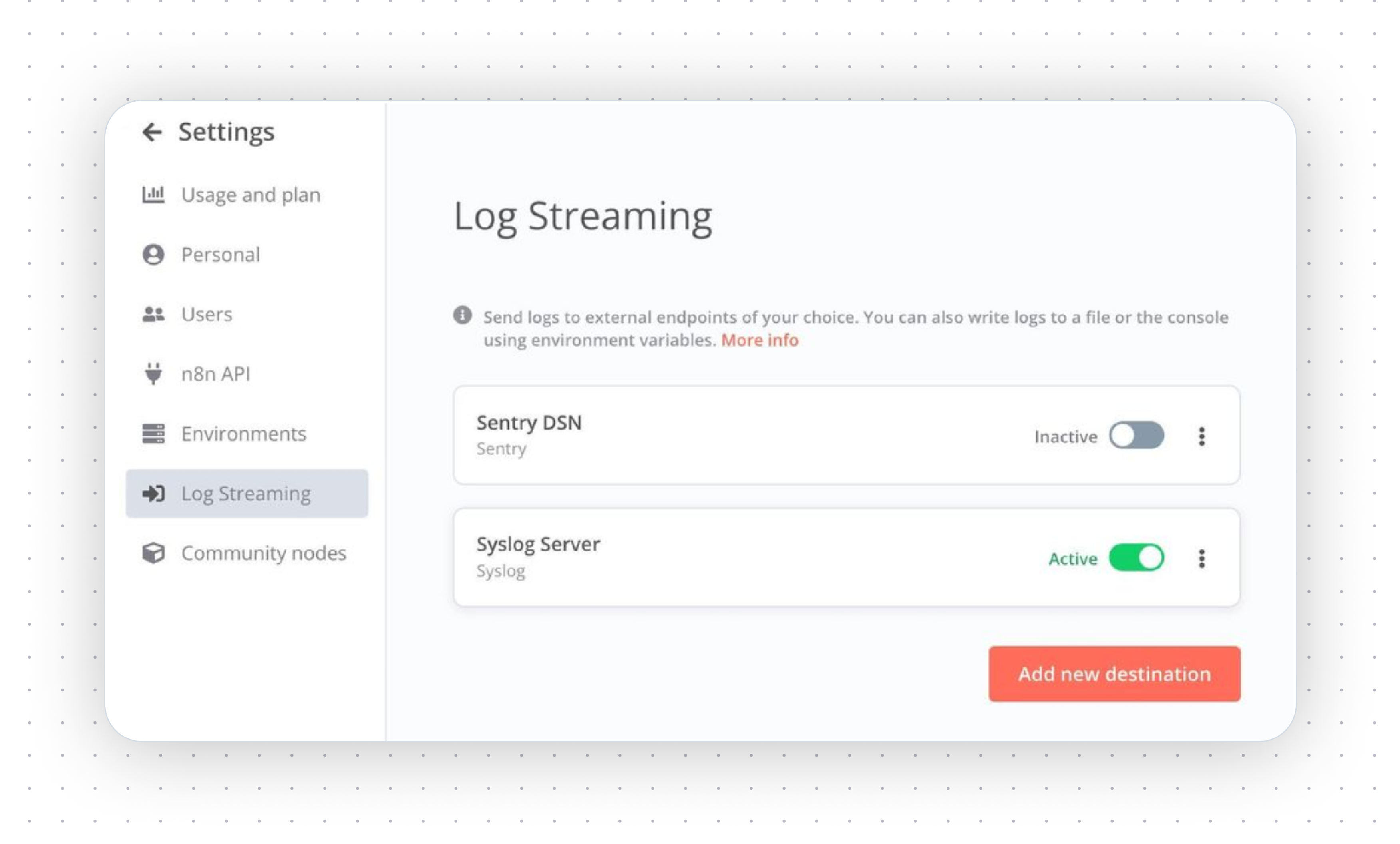Log streaming
